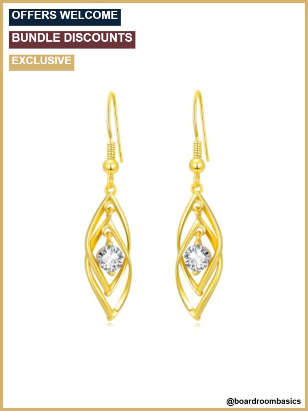 14k Gold Plated Dangle Earrings Women Celtic Twist Jewelry Gift